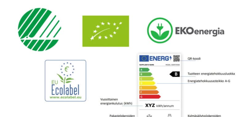 Vastuullinen kuluttaminen: Ympäristö- ja energiamerkit