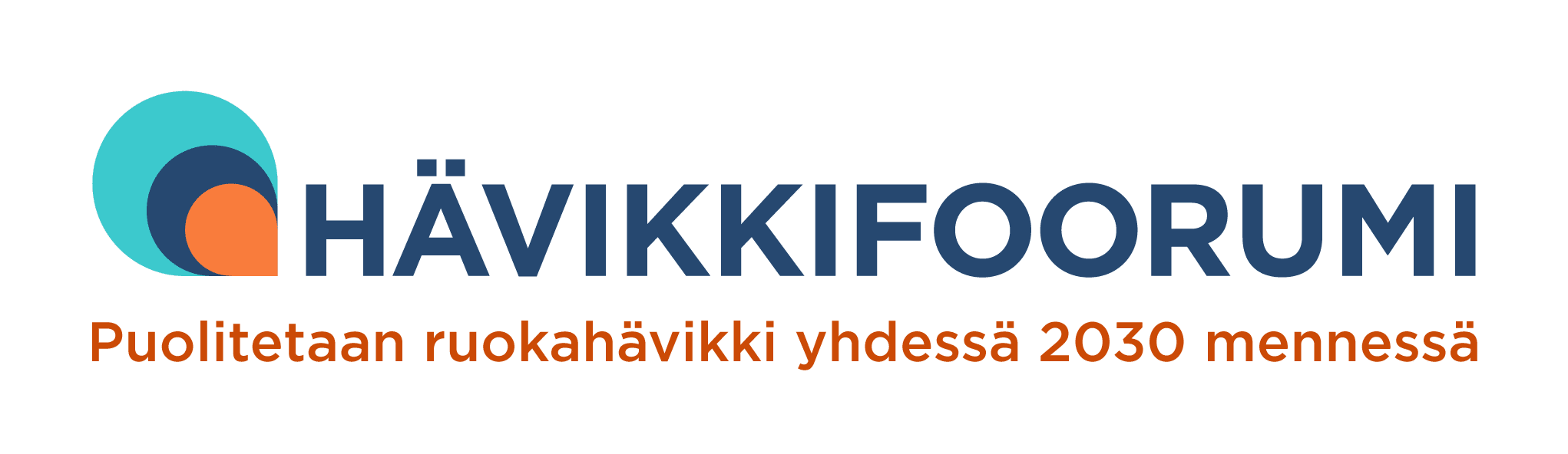 Hävikkifoorumin logo ja teksti: "Puolitetaan ruokahävikki yhdessä 2030 mennessä."