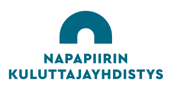 Logossa tummansinisellä fontilla yhdistyksen nimi ja sen päällä kaarisymboli.