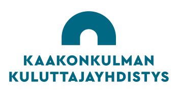 Logossa tummansinisellä fontilla yhdistyksen nimi ja sen päällä kaarisymboli.